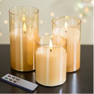 EYWAMAGE gold glass frameless pillar candles